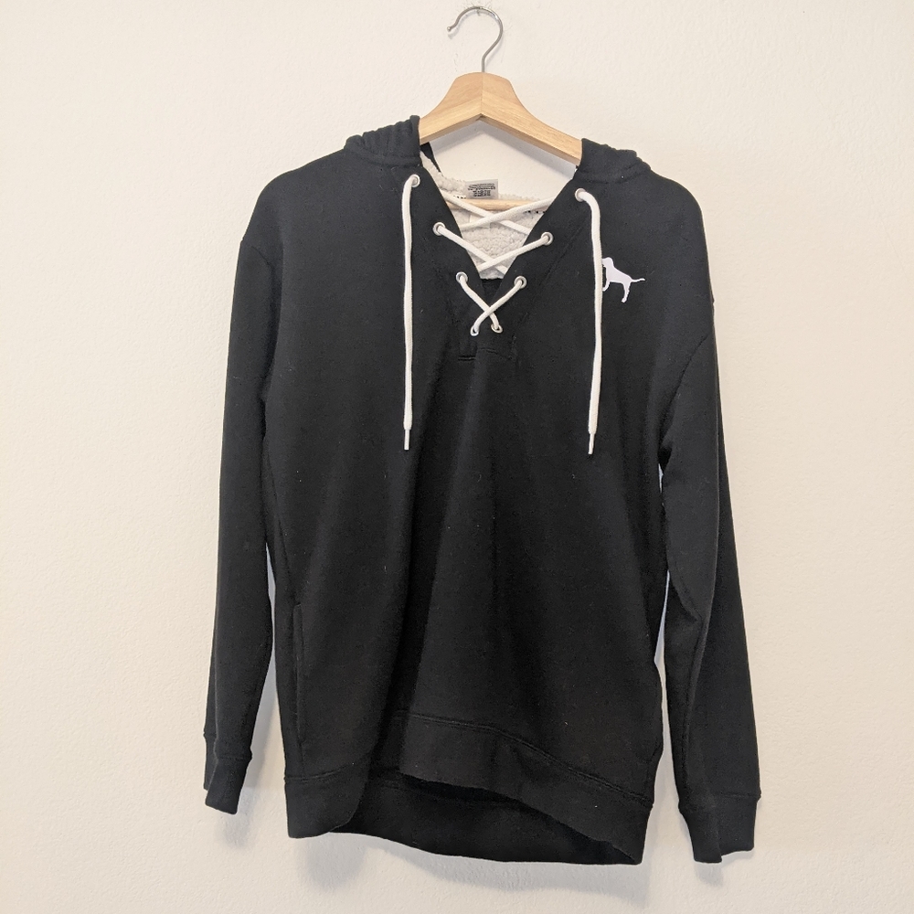 Victorias Secret PINK Logo Pull Over Lace Hoodie